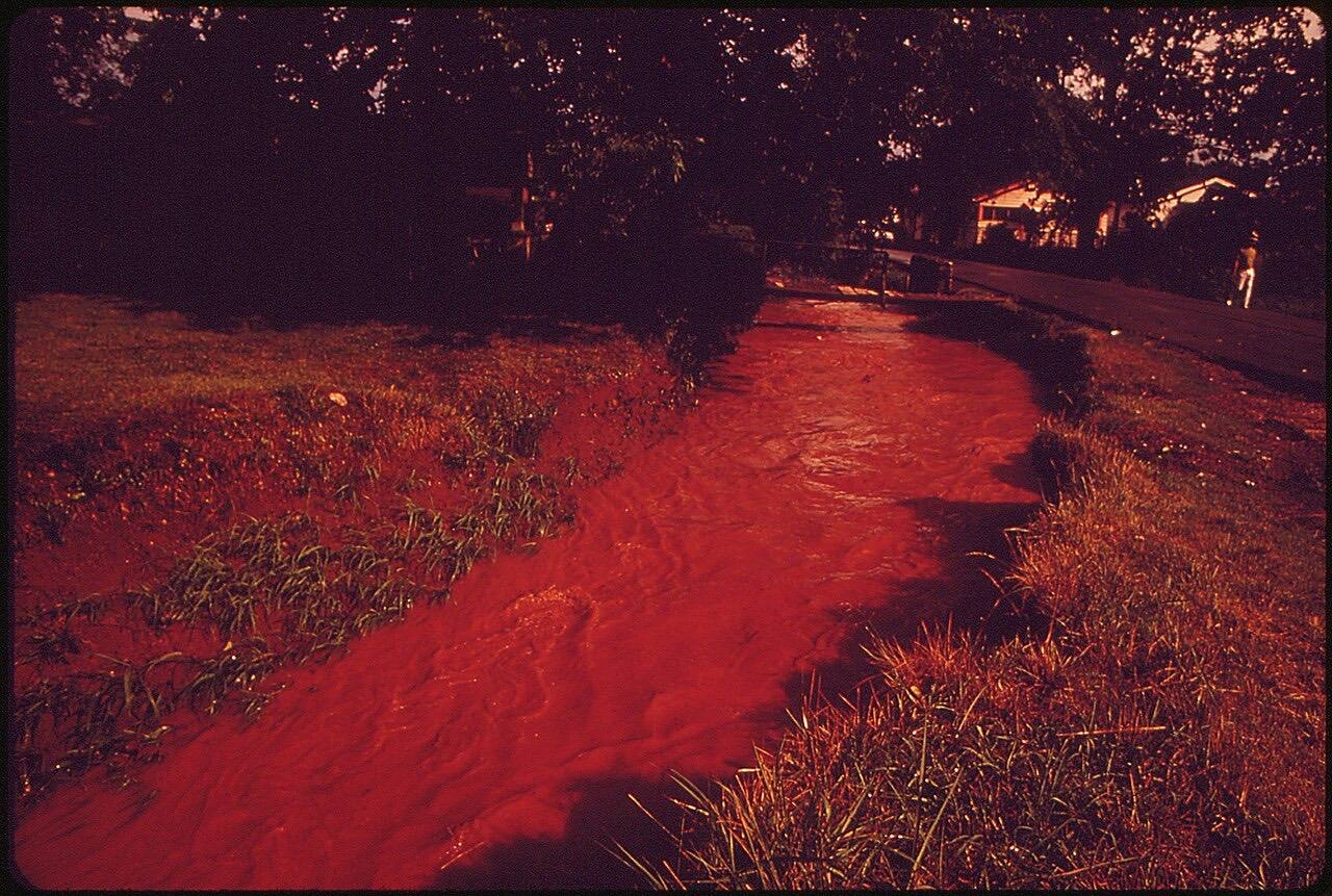 Stream near Birmingham Shows Effect of Pollution by the Steel Industry