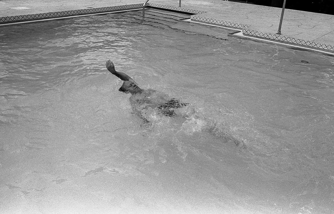 Photograph of President Gerald R. Ford Swimming in the New White House Pool