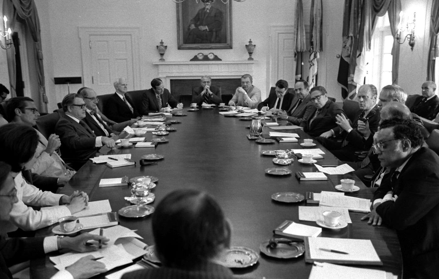 President Gerald Ford meets with his Cabinet