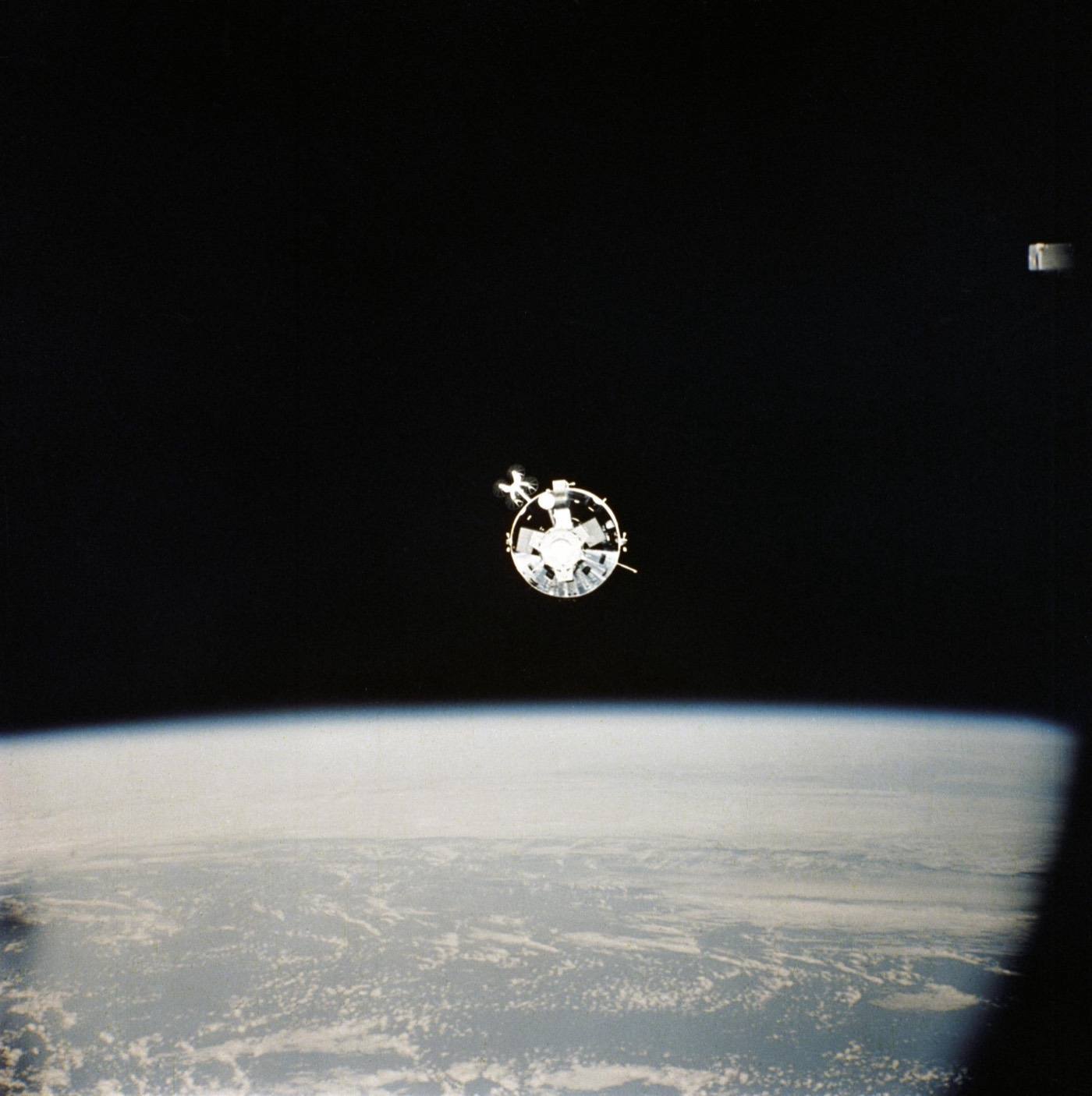 American Apollo spacecraft as seen from Soviet Soyuz spacecraft in orbit