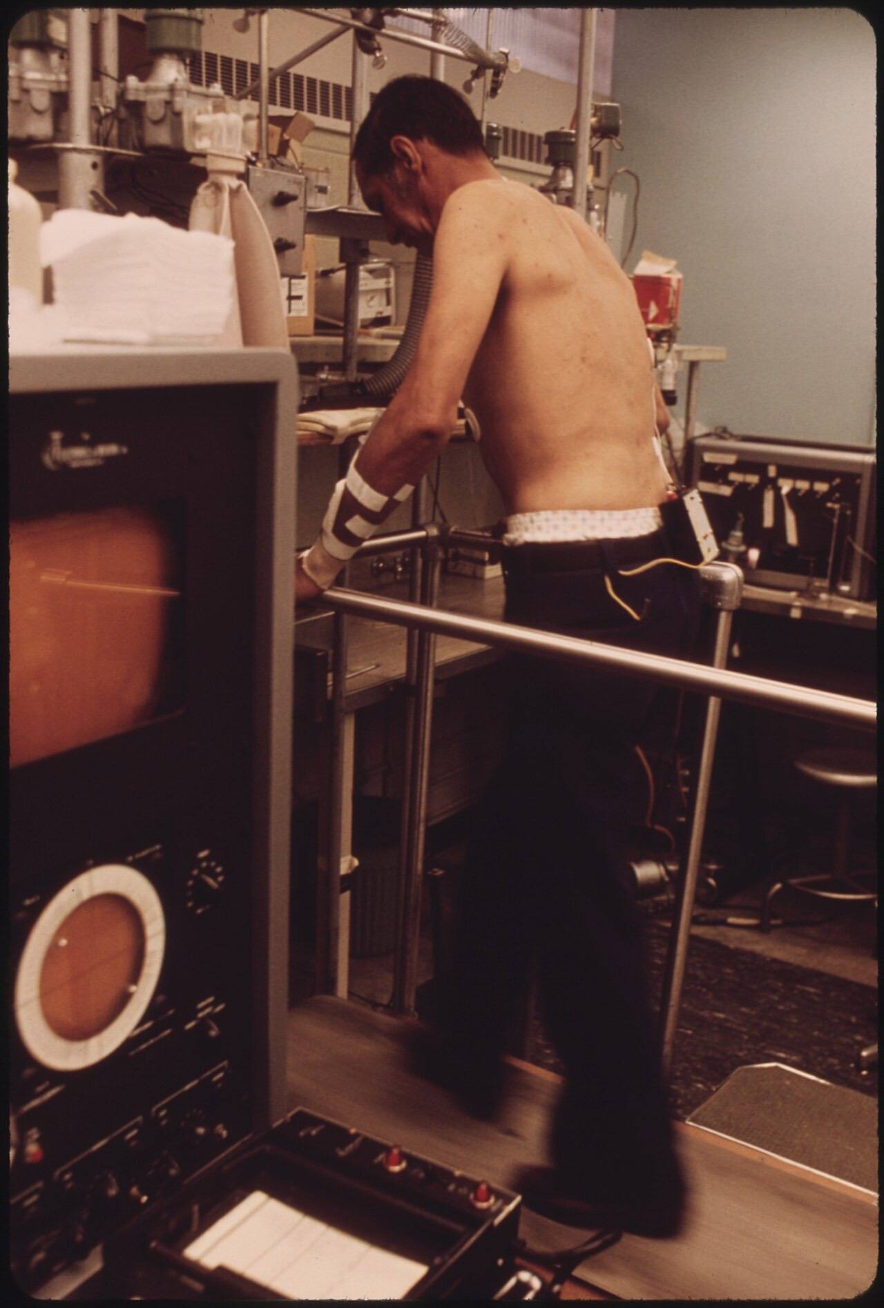 Miner Walking on a Treadmill in the Black Lung Laboratory at the Appalachian Regional Hospital in Beckley, West...
