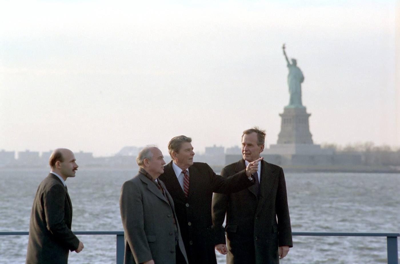 President Ronald Reagan and Vice-President Bush Meet with Soviet General Secretary Gorbachev on Governor'S Island New York