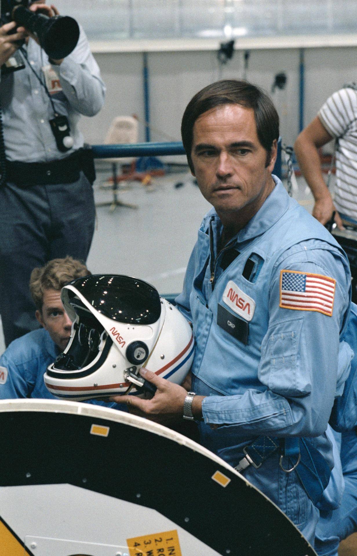 Astronaut Crippen prepares to join crew in training