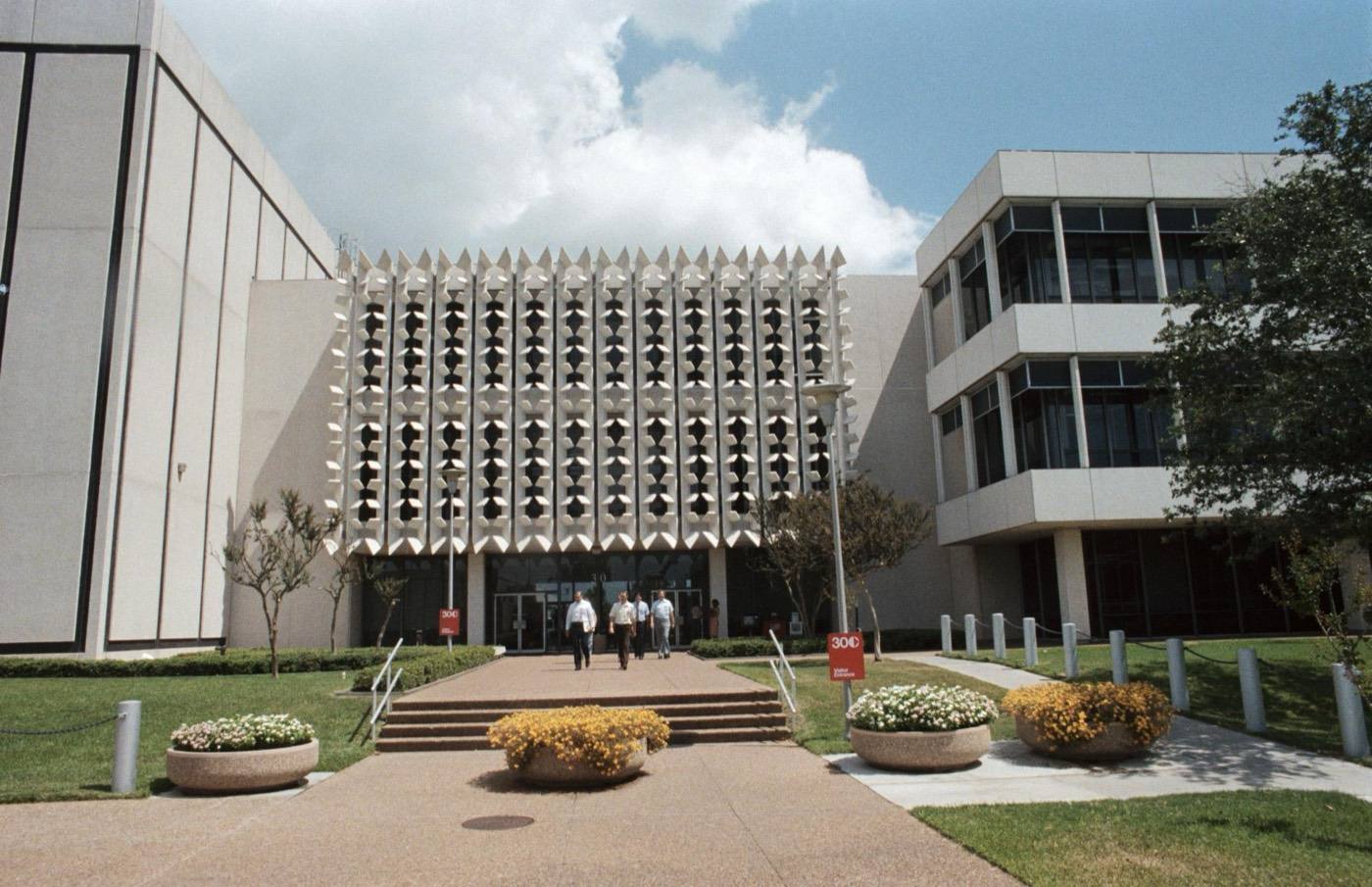 Front view of bldg 30 which houses mission control