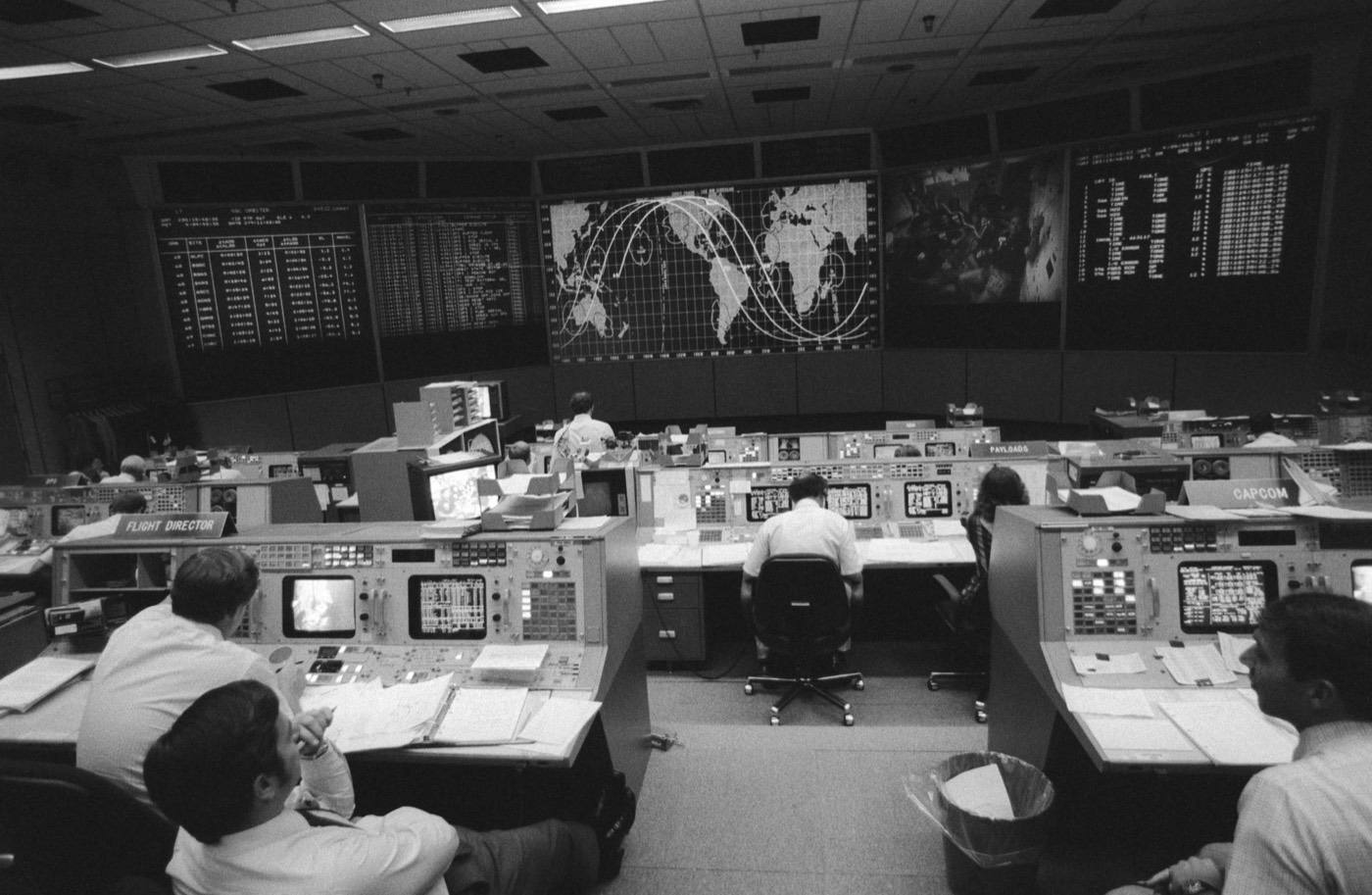 View from the back of the Flight control room of Mission control center