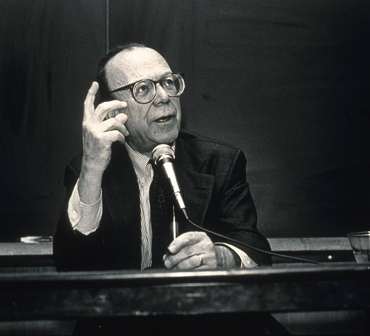 Robert Heilbroner speaking at The New School in the 1990s