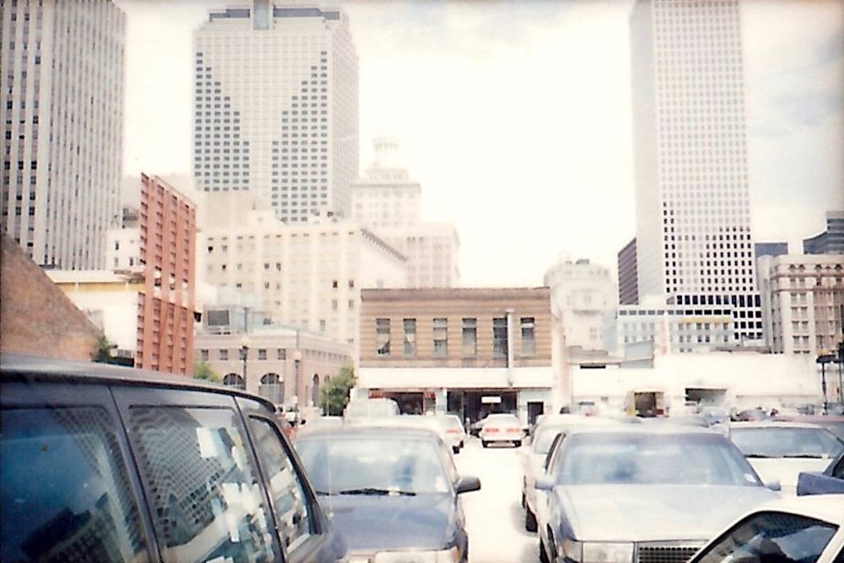 S Rampart Street New Orleans Central Business District 1994, looking riverwards.