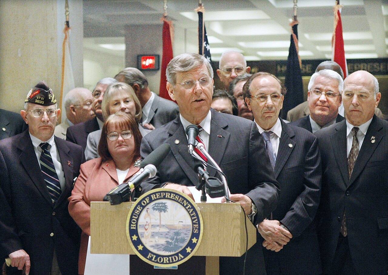 Rep. Stan Jordan, R-Jacksonville, comments at a news conference in the Capitol rotunda Thursday, March 16, 2006, in Tallahassee, Florida