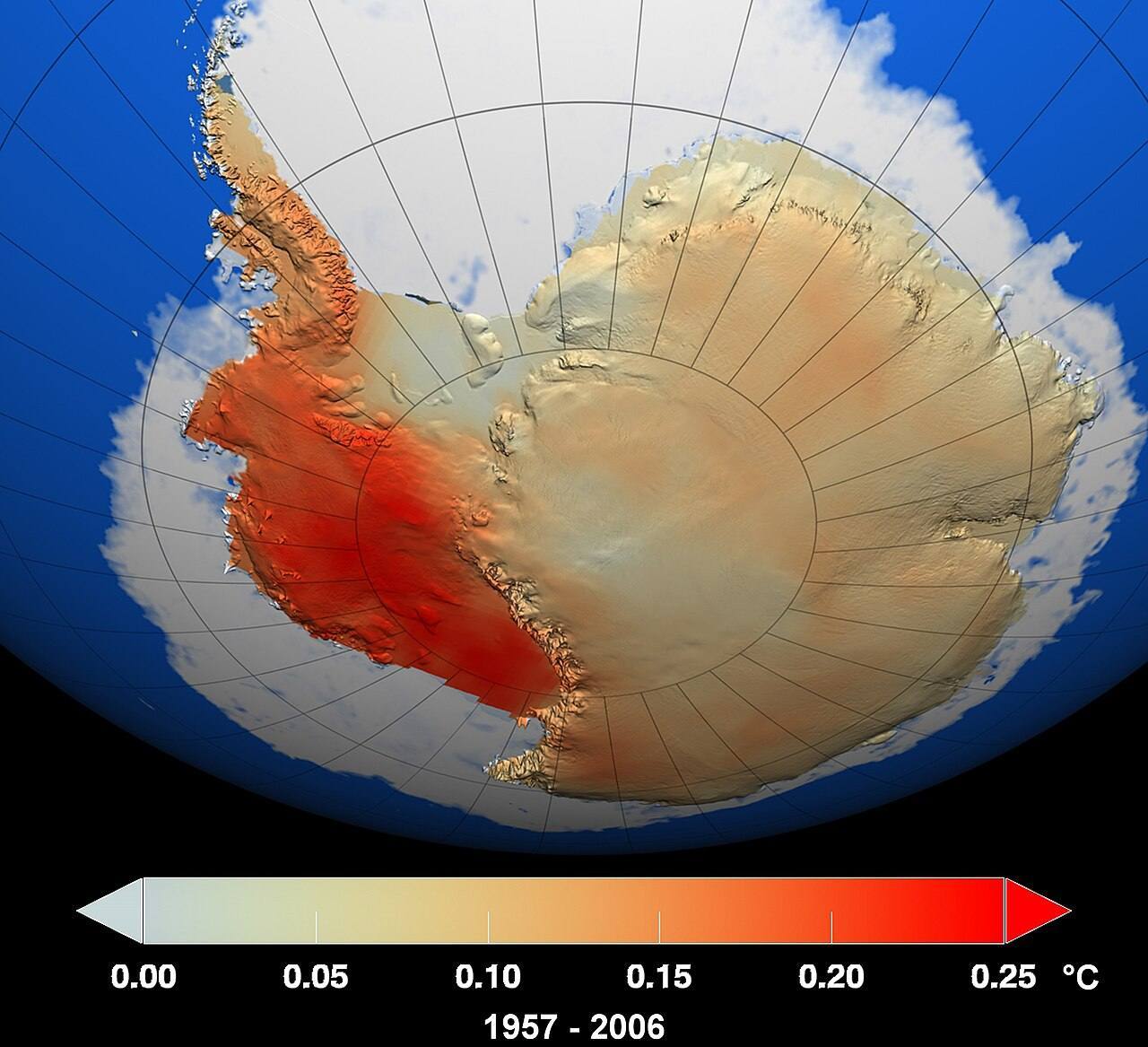 Analysis of weather station and satellite data, showing the continent-wide warming trend from 1957 through 2006.