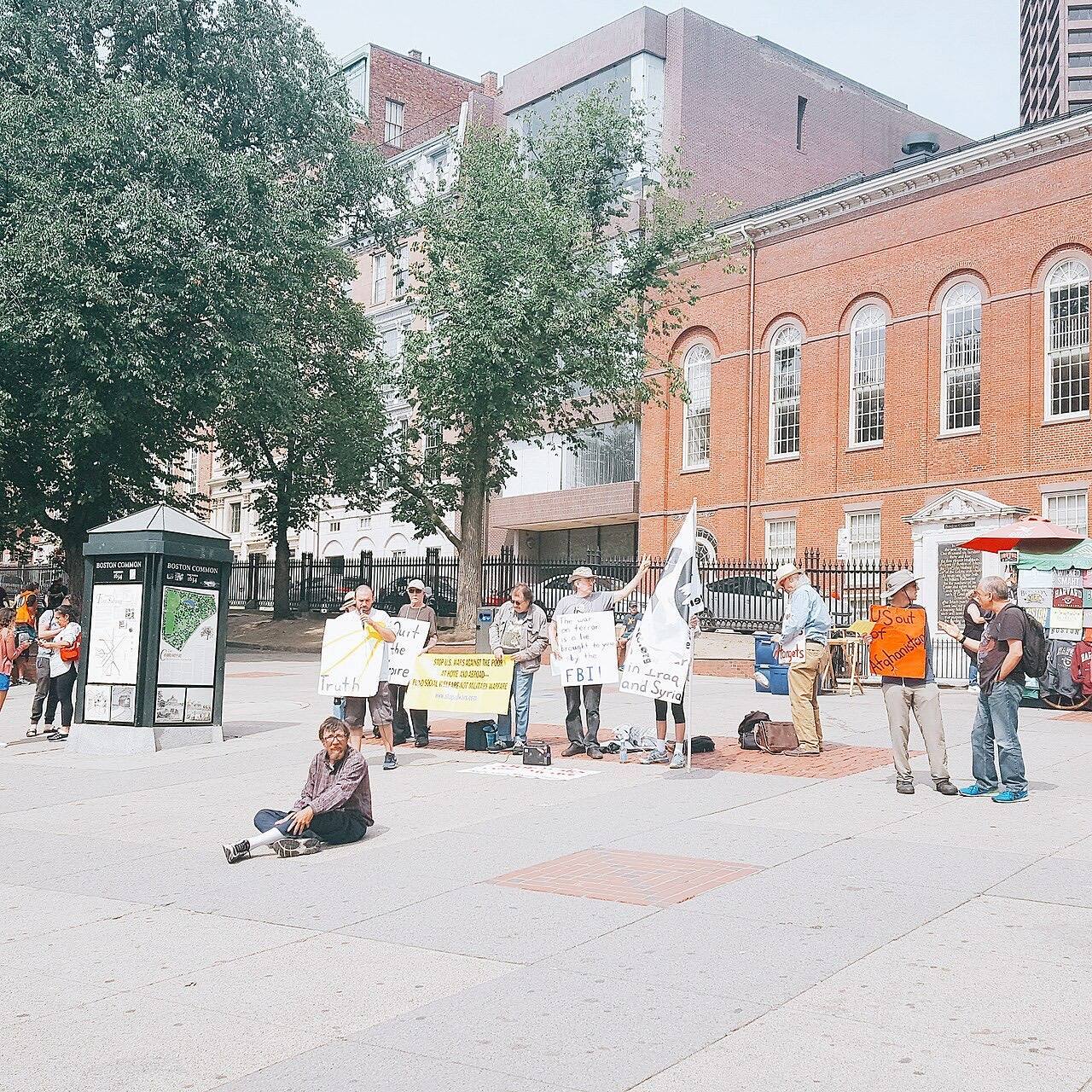 A political protest happening on Boston Common