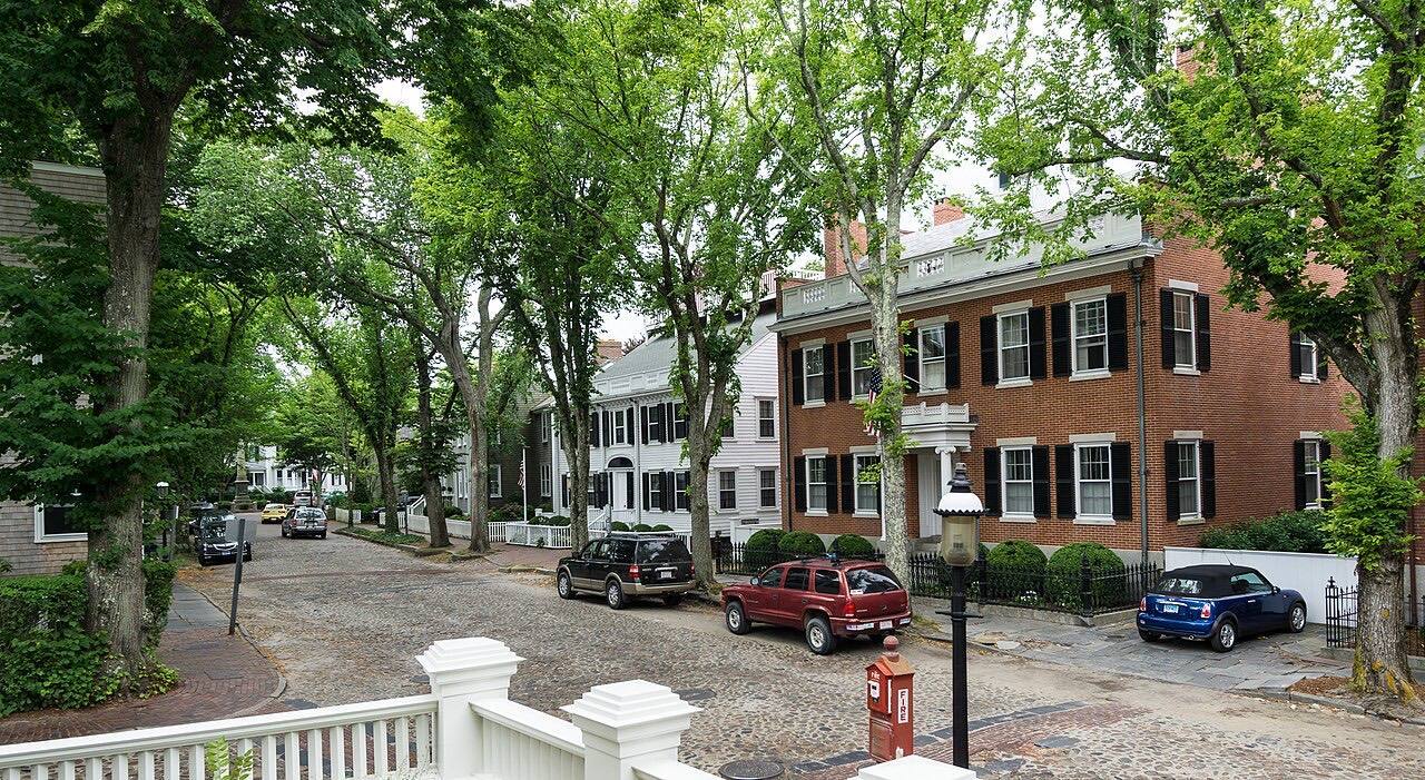 View of historic Main Street, Nantucket Island, Massachusetts. NRHP 66000772