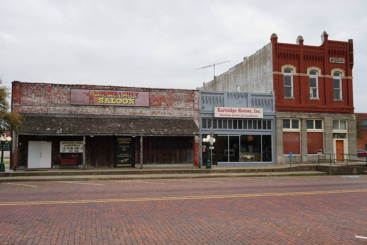 Main Street in Commerce, Texas (United States).