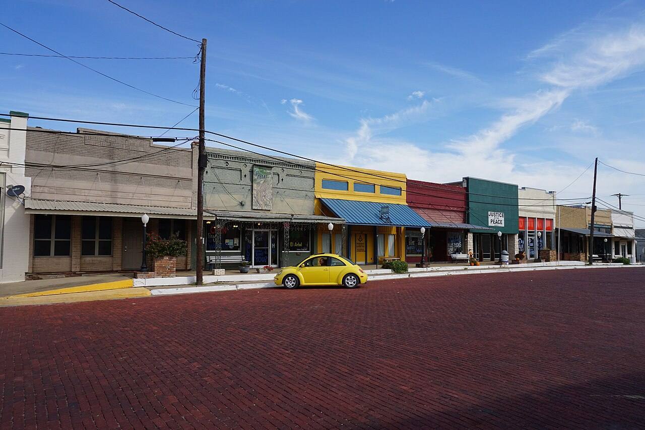 Main Street in Wolfe City, Texas (United States).