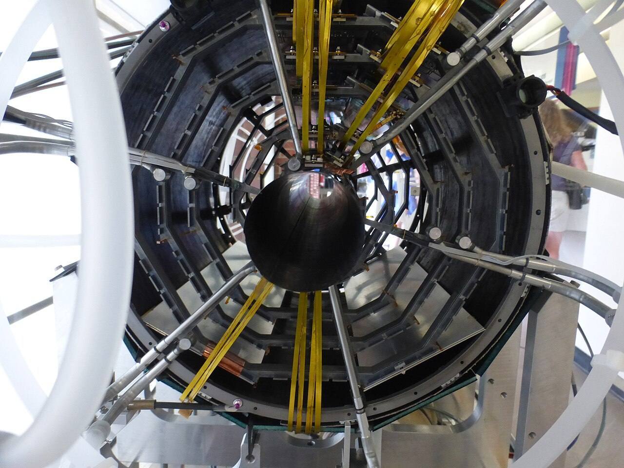 Collider Detector at Fermilab (CDF) silicon vertex detector. It was part of the Tevatron, now on display at Lederman Science Center.
