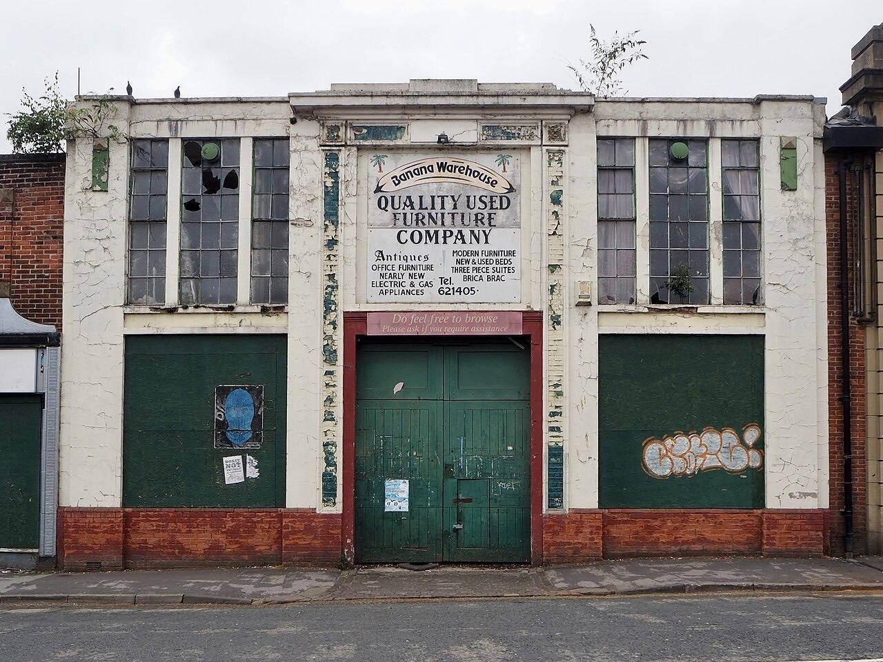 Banana warehouse, 36 Piccadilly, York. 1925. Latterly an antiques warehouse. Now unoccupied.