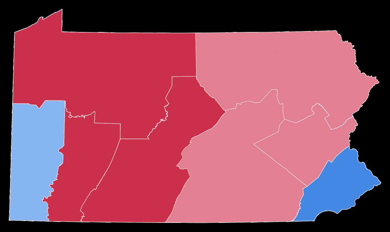 This map represent the data of the 2020 election in the state of Pennsylvania by the lines of Catholic Dioceses.
