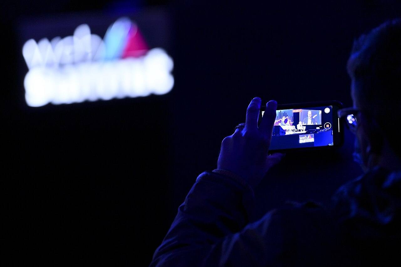 4 November 2021; An attendee takes a photo during day three of Web Summit 2021 at the Altice Arena in Lisbon, Portugal. Photo by Eóin Noonan/Web Summit via Spor