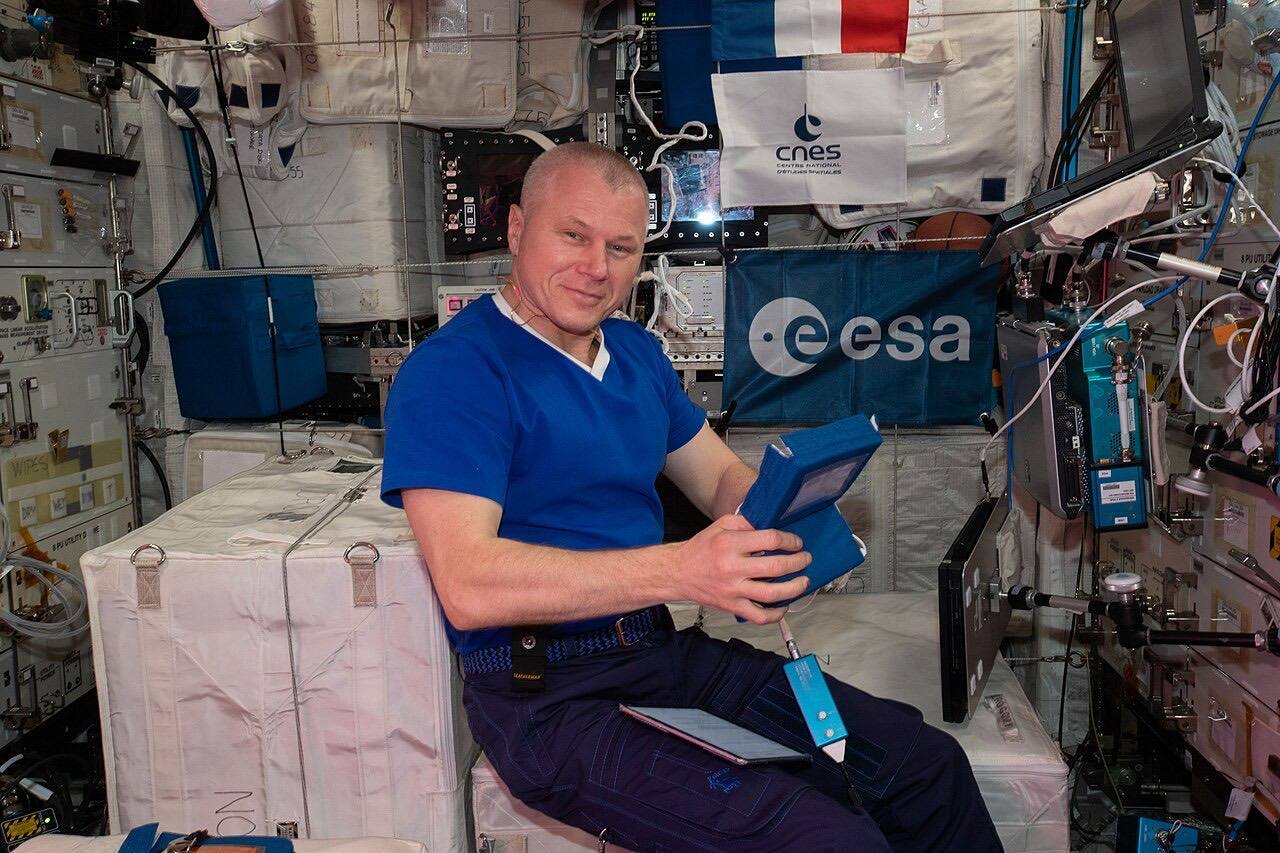 ISS-65 Novitskiy works inside Columbus module