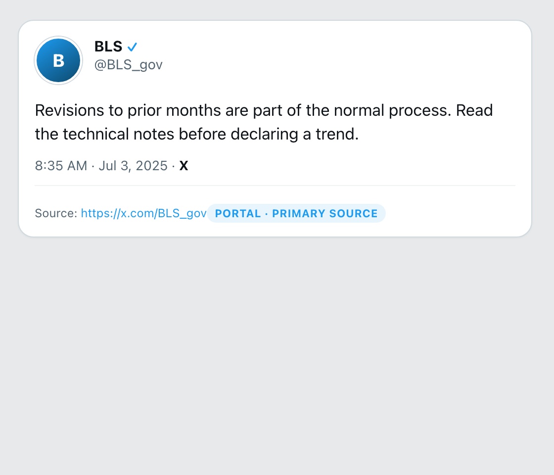 Screenshot of X post by @BLS_gov