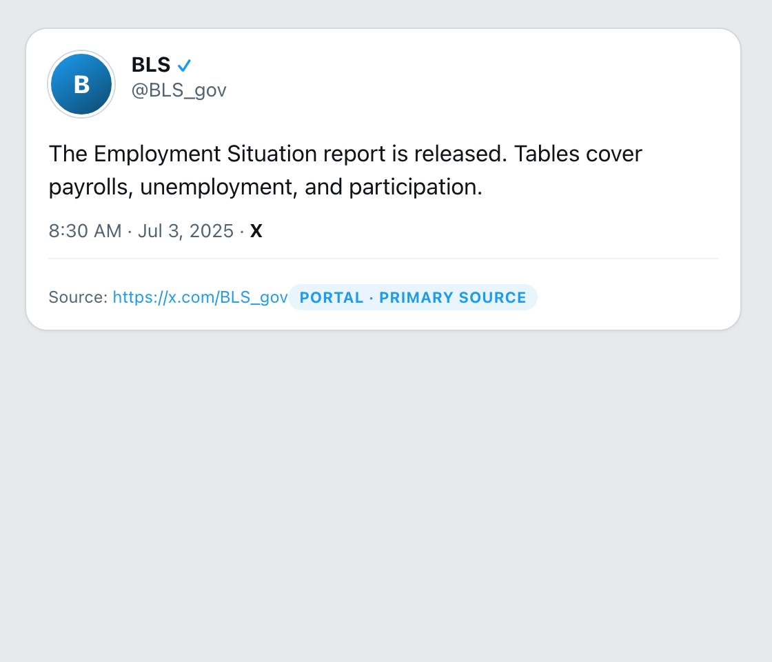 Screenshot of X post by @BLS_gov