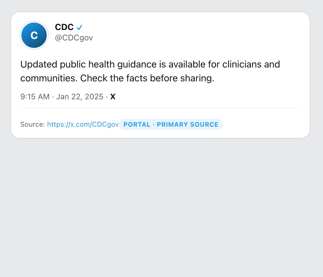 Screenshot of X post by @CDCgov