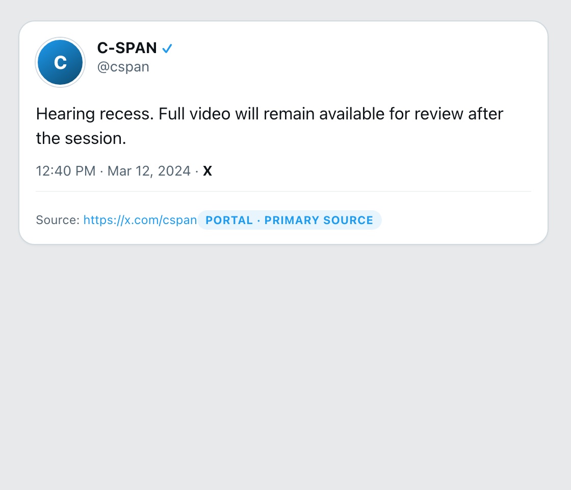Screenshot of X post by @cspan