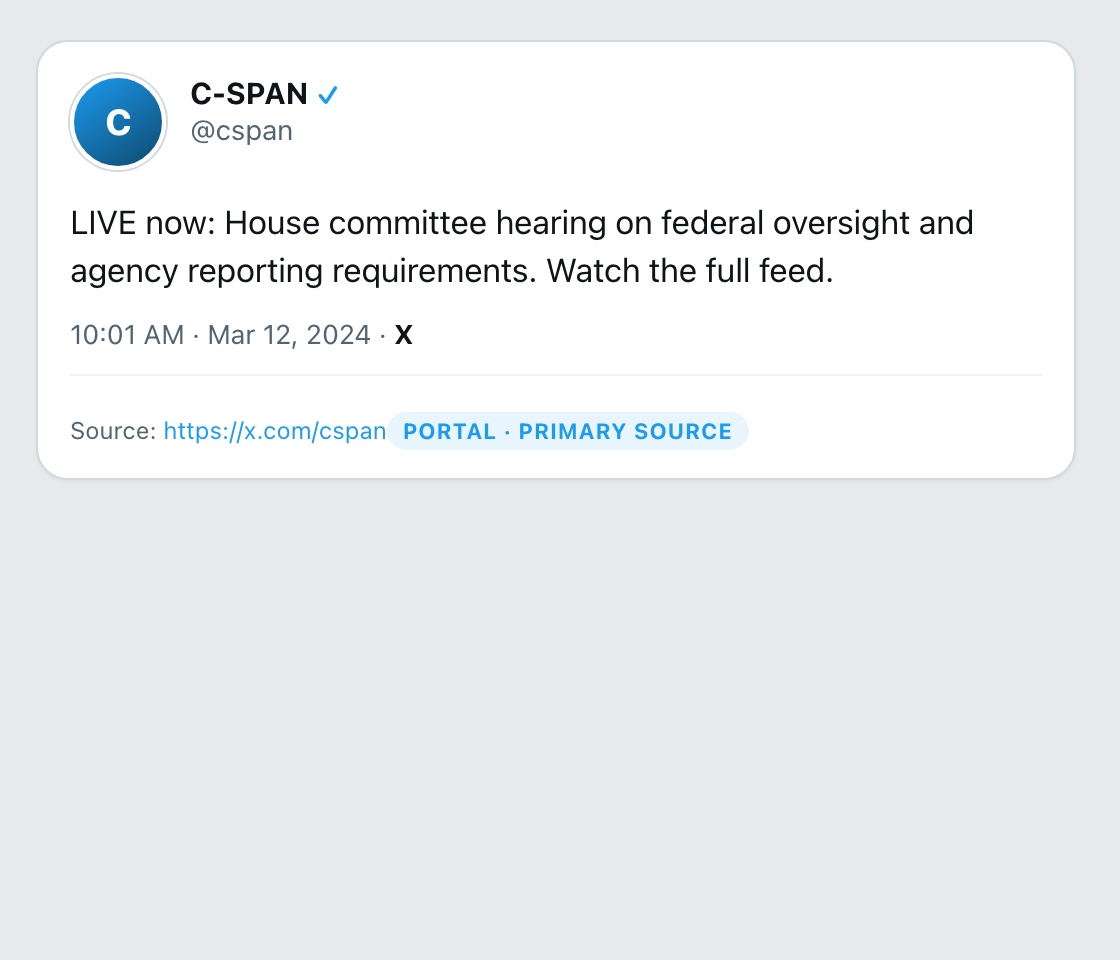 Screenshot of X post by @cspan