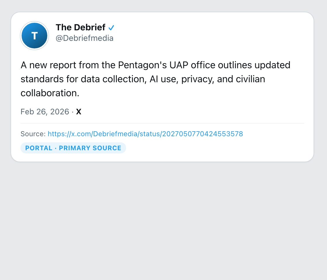 Screenshot of X post by @Debriefmedia
