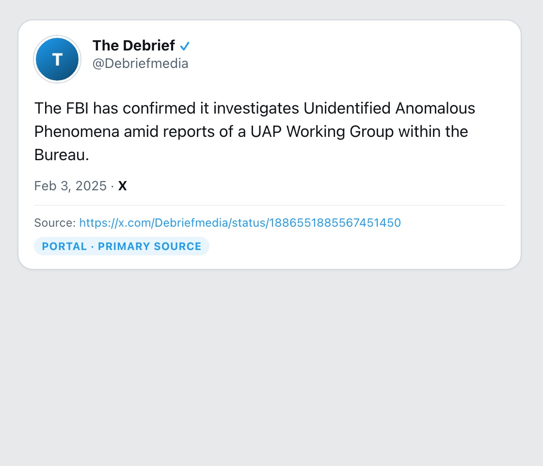 Screenshot of X post by @Debriefmedia