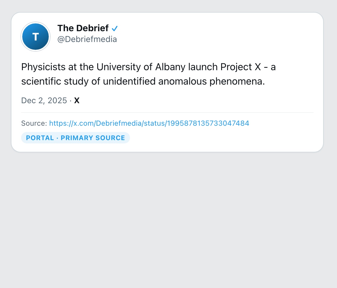 Screenshot of X post by @Debriefmedia