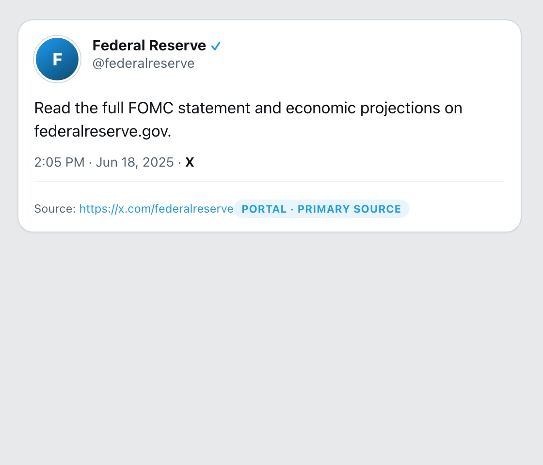 Screenshot of X post by @federalreserve
