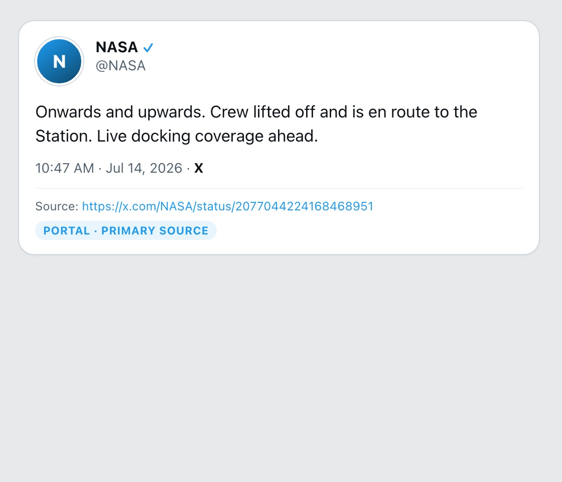 Screenshot of X post by @NASA