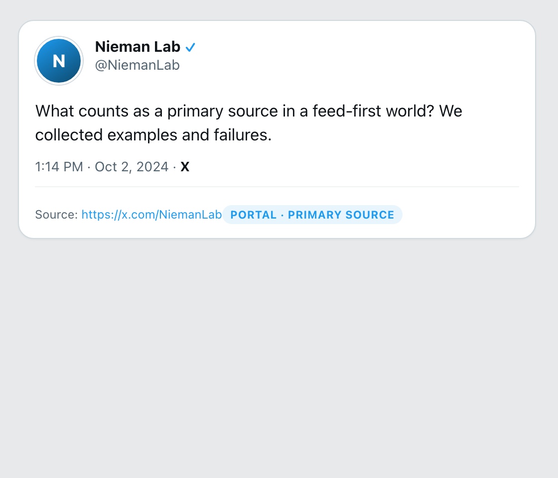 Screenshot of X post by @NiemanLab