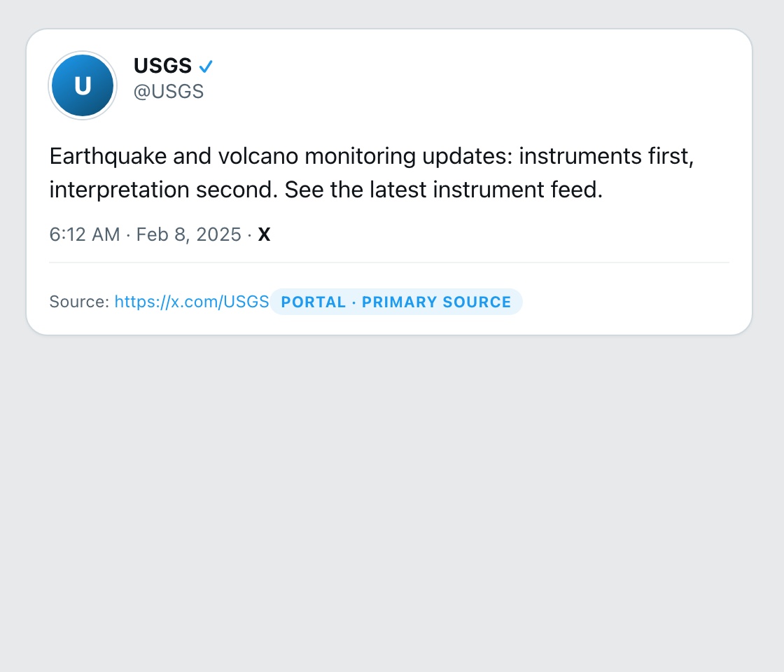 Screenshot of X post by @USGS